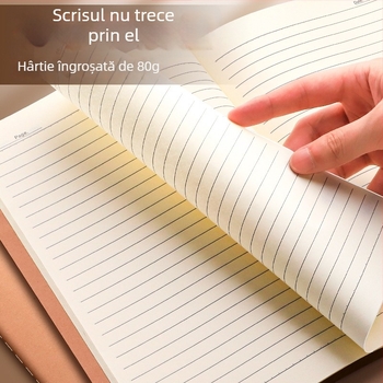 Caiet din hârtie kraft pentru elevi, jurnal de citire și notițe, copertă moale, 60 de pagini, cu linii