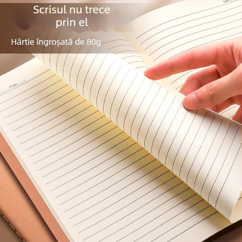 Caiet din hârtie kraft pentru elevi, jurnal de citire și notițe, copertă moale, 60 de pagini, cu linii