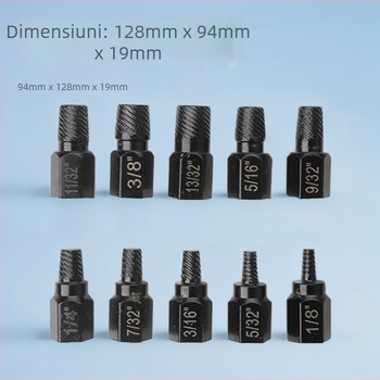 Changsheng set mini de extractoare pentru șuruburi, 10 piese, pentru îndepărtarea șuruburilor și piulițelor deteriorate (1/8–13/32 in)
