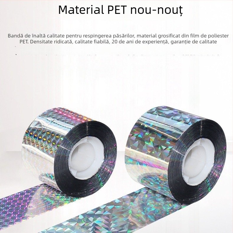 Bandă împotriva păsărilor pentru livezi și ferme, bandă reflectorizantă multicoloră cu laser pentru speriat păsările (PET material)