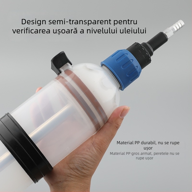 Unealtă de schimb al uleiului, tip seringă, cu dublă funcție: aspirație și injecție pentru uleiul de motor și lichidul de frână; curățător pentru depunerile de carbon ale mașinii