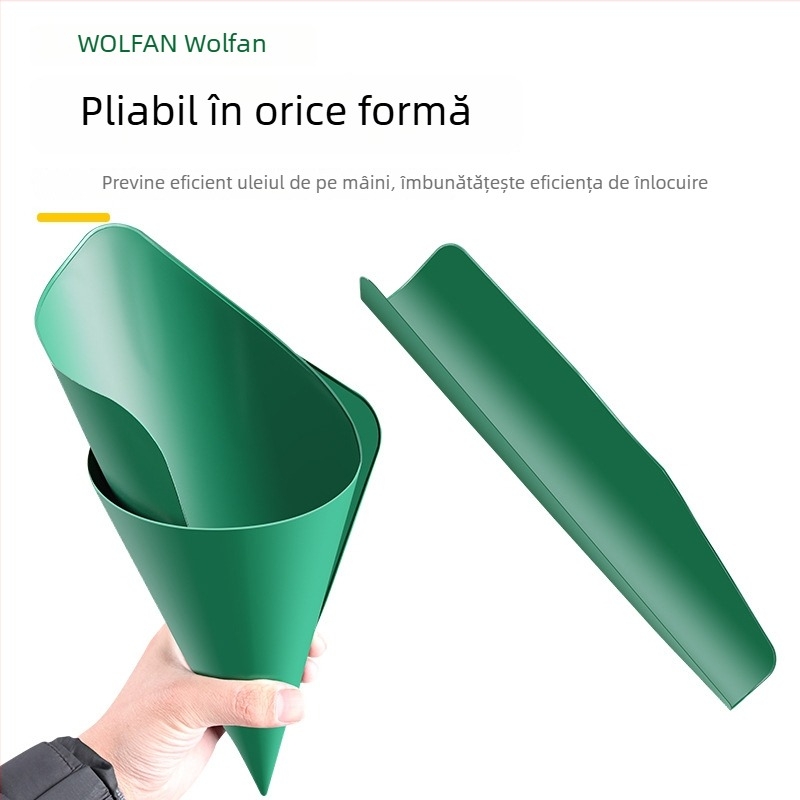 Unealtă flexibilă de drenaj și ghidare a uleiului, cu pâlnie pliabilă