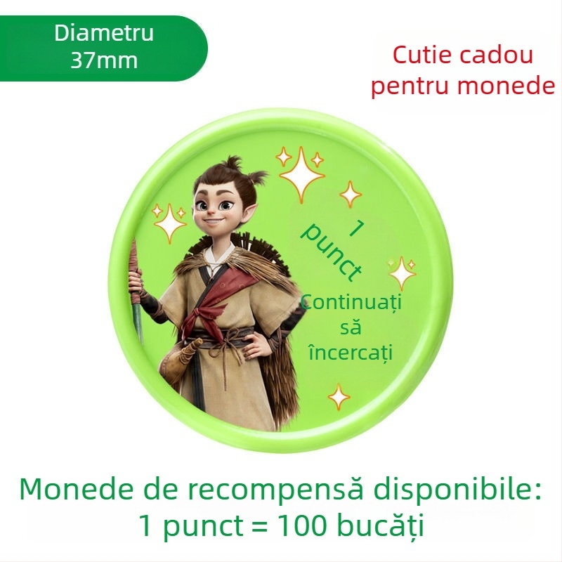 Cardă de puncte Nezha pentru copii și jetoane de recompensă pentru elevi – monede plastice de încurajare și discuri de răscumpărare