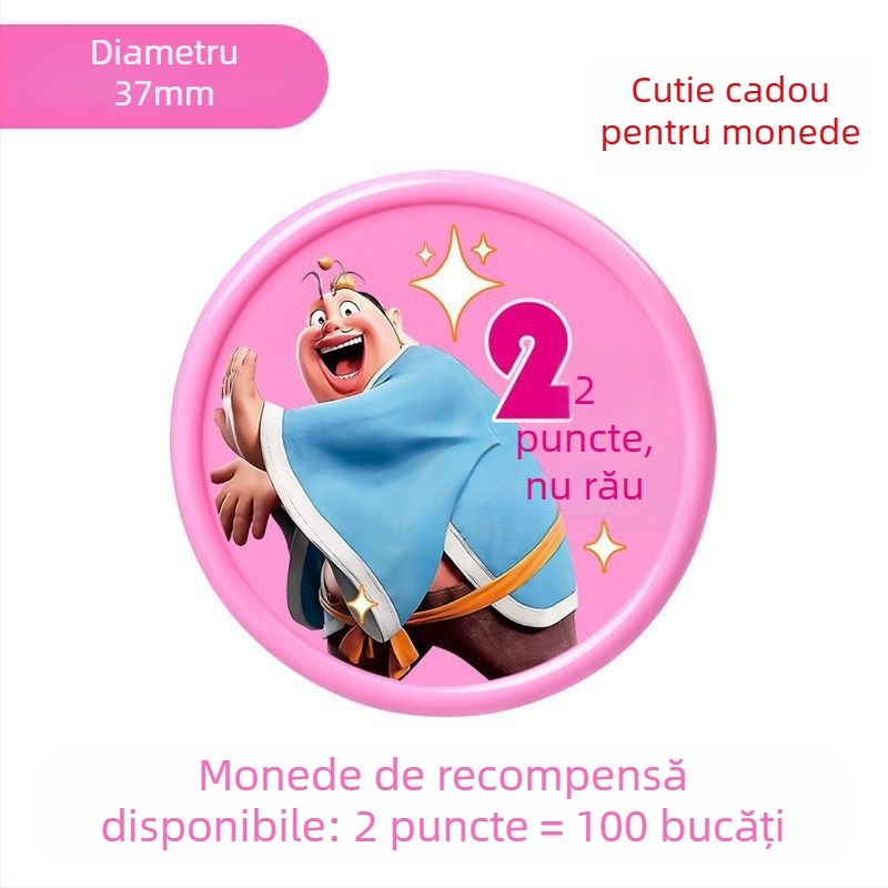 Cardă de puncte Nezha pentru copii și jetoane de recompensă pentru elevi – monede plastice de încurajare și discuri de răscumpărare