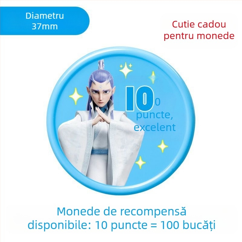 Cardă de puncte Nezha pentru copii și jetoane de recompensă pentru elevi – monede plastice de încurajare și discuri de răscumpărare