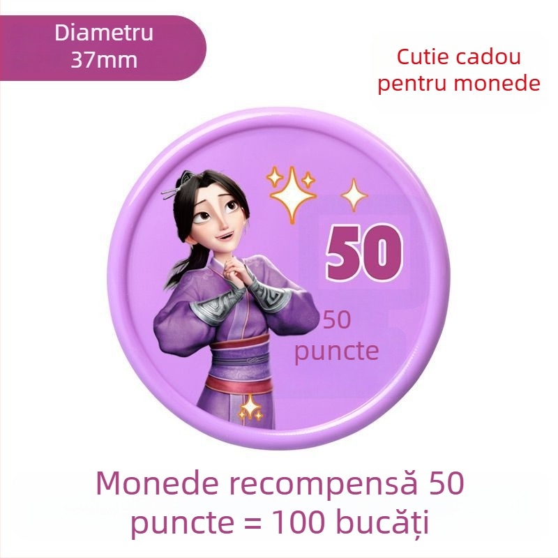 Cardă de puncte Nezha pentru copii și jetoane de recompensă pentru elevi – monede plastice de încurajare și discuri de răscumpărare