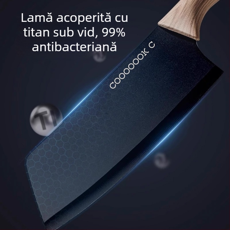 Set de cuțite de bucătărie cu cuțit Santoku și cuțit pentru fructe, cuțit din titan cu husă