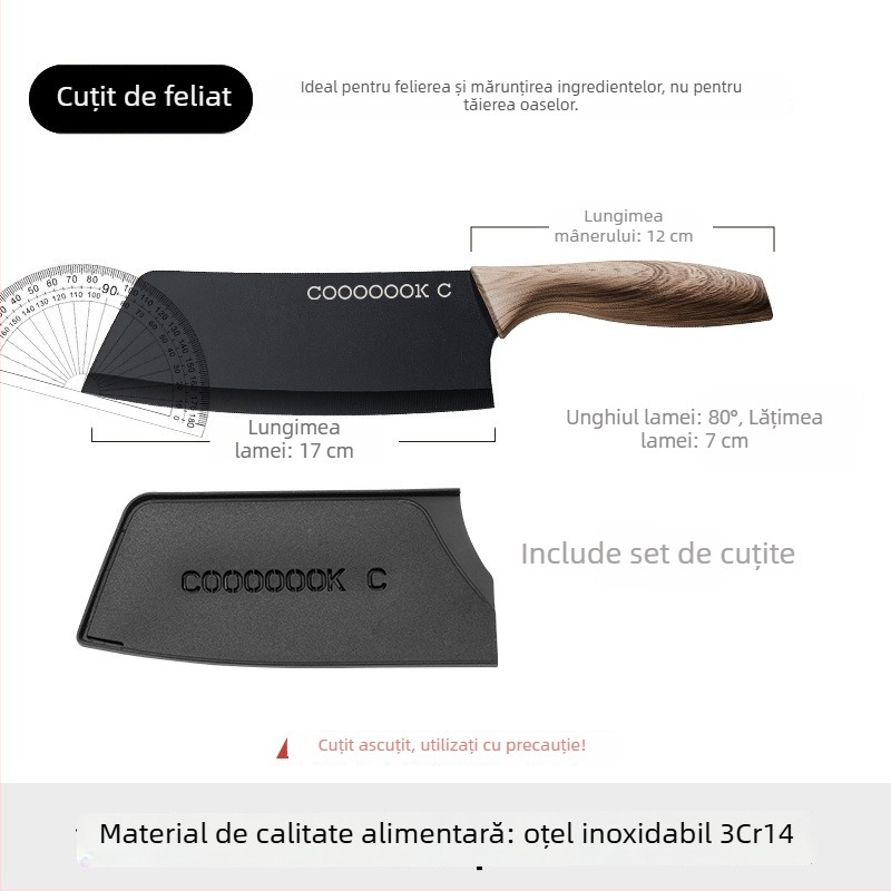 Set de cuțite de bucătărie cu cuțit Santoku și cuțit pentru fructe, cuțit din titan cu husă