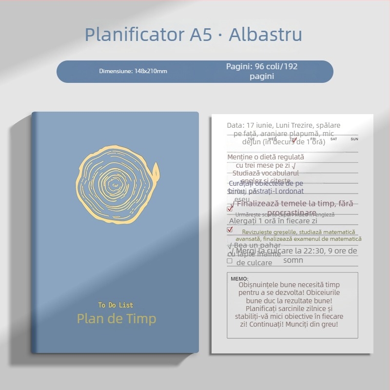 A5 notebook cu piele PU – planificator 2026 pentru afaceri, birou, notițe de întâlnire, gestionarea timpului, plan de lucru
