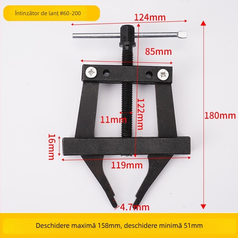 Unealtă de tensionare a lanțului pentru recoltoare și motocicletă, interval lanț 60-100, reglaj 100-200, demontare lanț