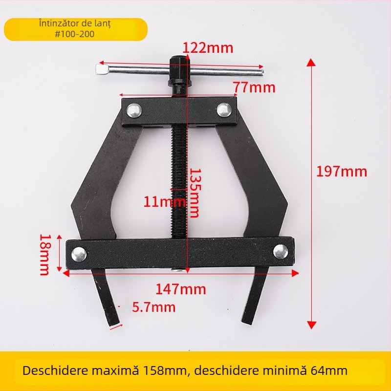 Unealtă de tensionare a lanțului pentru recoltoare și motocicletă, interval lanț 60-100, reglaj 100-200, demontare lanț