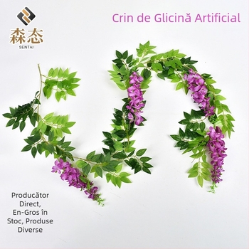 Liană artificială cu flori de wisteria, pentru decor de nuntă interior și exterior