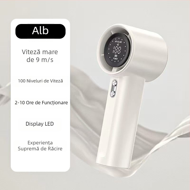S001 Ventilator de mână USB Mini, cu baterie încorporată 2000–4000mAh, 6 lame, ventilator de birou cu turbină