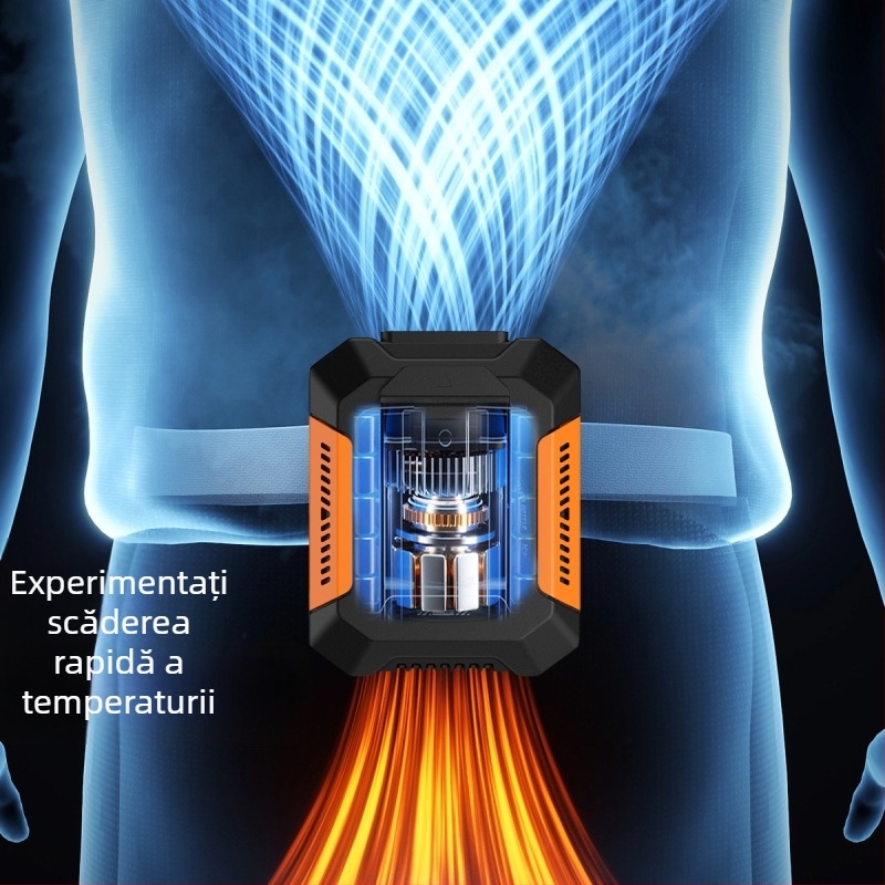 Ventilator de talie pentru exterior și șantier, ventilator USB mini, cu viteză mare și baterie încorporată