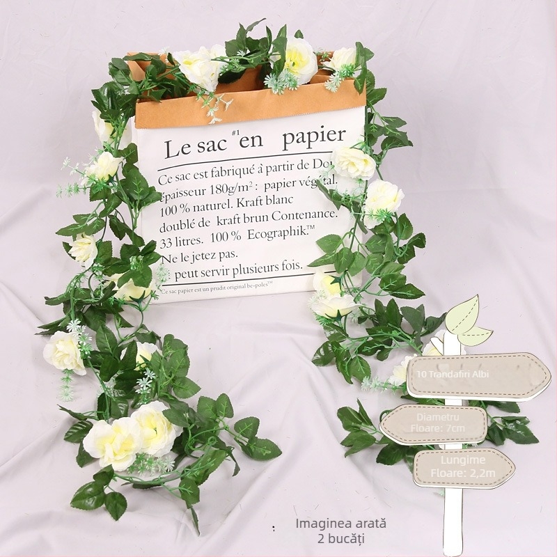 Viță artificială de interior cu flori din plastic, viță decorativă țesută, 10 tulpini