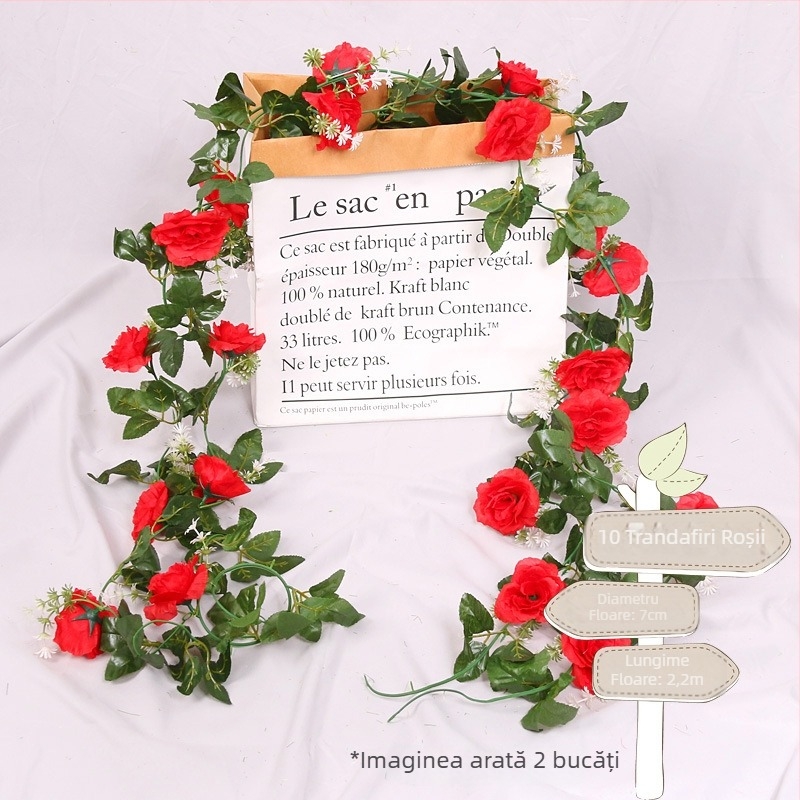 Viță artificială de interior cu flori din plastic, viță decorativă țesută, 10 tulpini