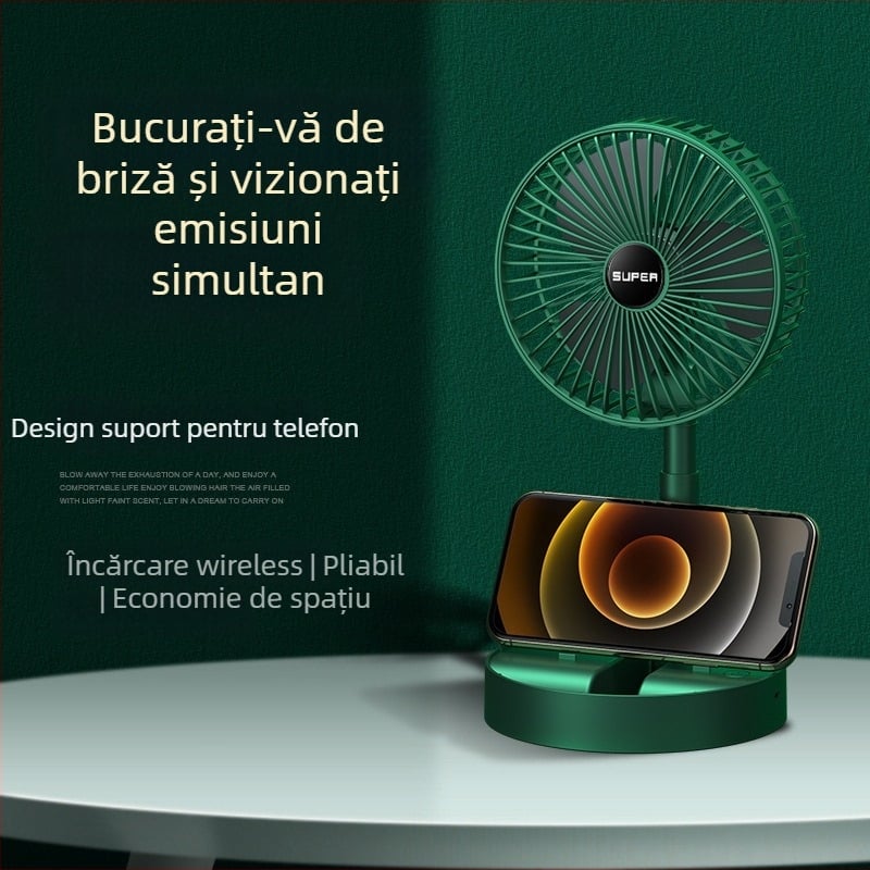 Ventilator de birou USB, multifuncțional, cu braț telescopic, pentru cămine studențești