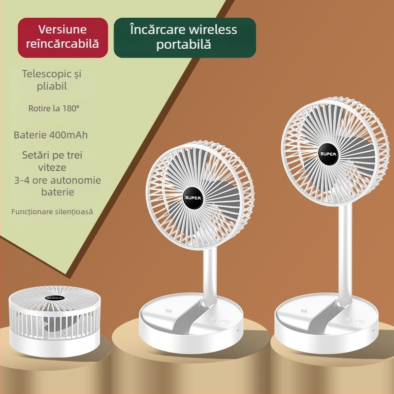 Ventilator de birou USB, multifuncțional, cu braț telescopic, pentru cămine studențești