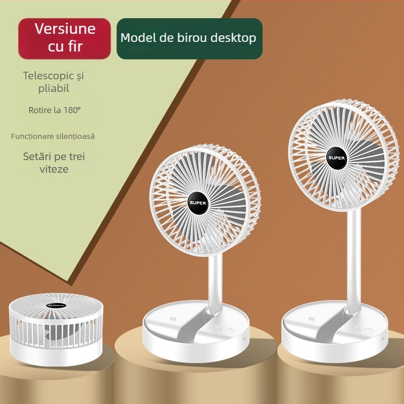 Ventilator de birou USB, multifuncțional, cu braț telescopic, pentru cămine studențești