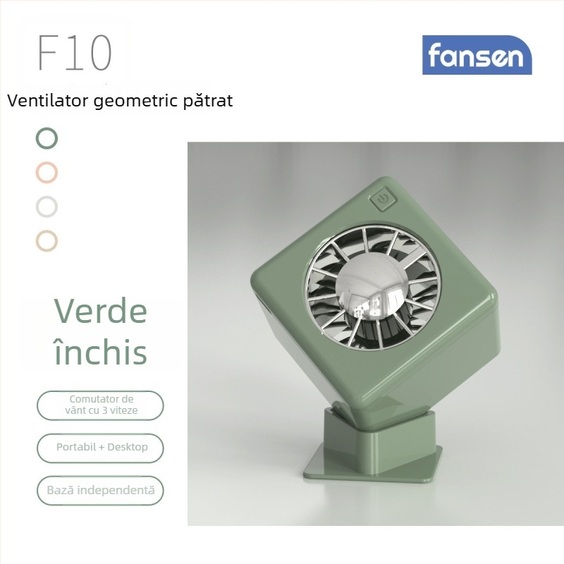 Ventilator de birou portabil nou, alimentare USB, flux de aer puternic, design simplu crem, cu clemă pentru talie