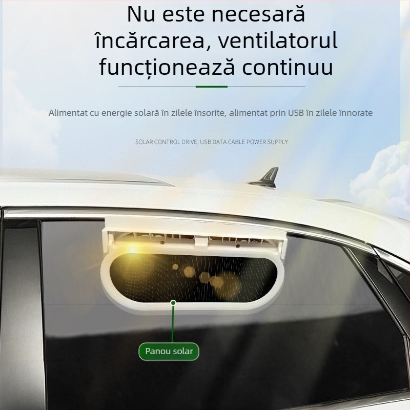 Model nou de vară: ventilator auto alimentat cu energie solară pentru circulația aerului și răcirea vehiculului