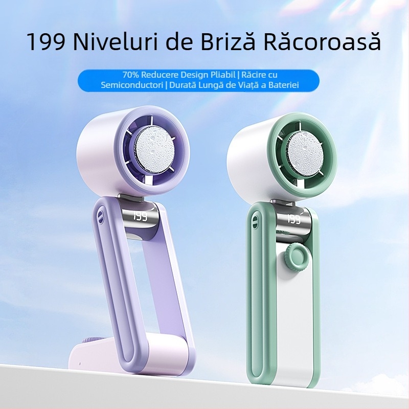 Ventilator mini cu răcire termoelectrică prin gheață — pentru Mână, Gât și uz desktop; baterie încorporată 2000–4000mAh, USB, 5 palete