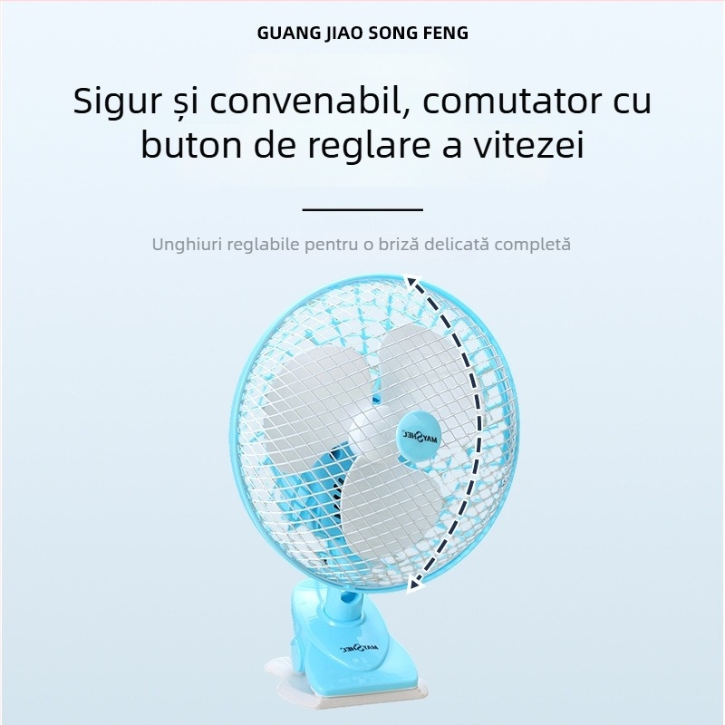 Meishier Ventilator mic, silențios, cu capul în mișcare, pentru birou și casă, clip-on sau montaj pe perete
