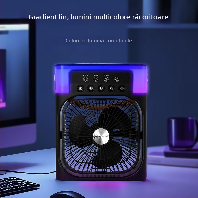 Ventilator de birou cu pulverizare de umidificare și lumini colorate, model UAB