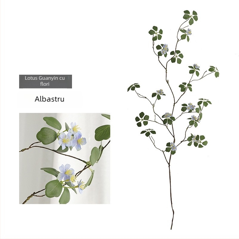Aranjament floral artificial în stil Zen chinezesc, cu viță verde și frunze de lotus, pentru decor de birou