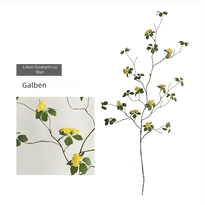 Aranjament floral artificial în stil Zen chinezesc, cu viță verde și frunze de lotus, pentru decor de birou