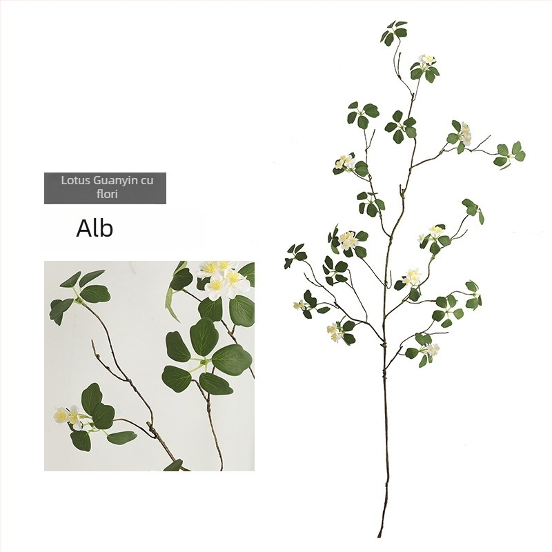 Aranjament floral artificial în stil Zen chinezesc, cu viță verde și frunze de lotus, pentru decor de birou