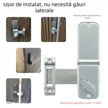 Încuietoare mecanică cu parolă pentru poartă exterioară și gard de grădină, fără electricitate, poartă din fier impermeabil, ușă din lemn a vilei