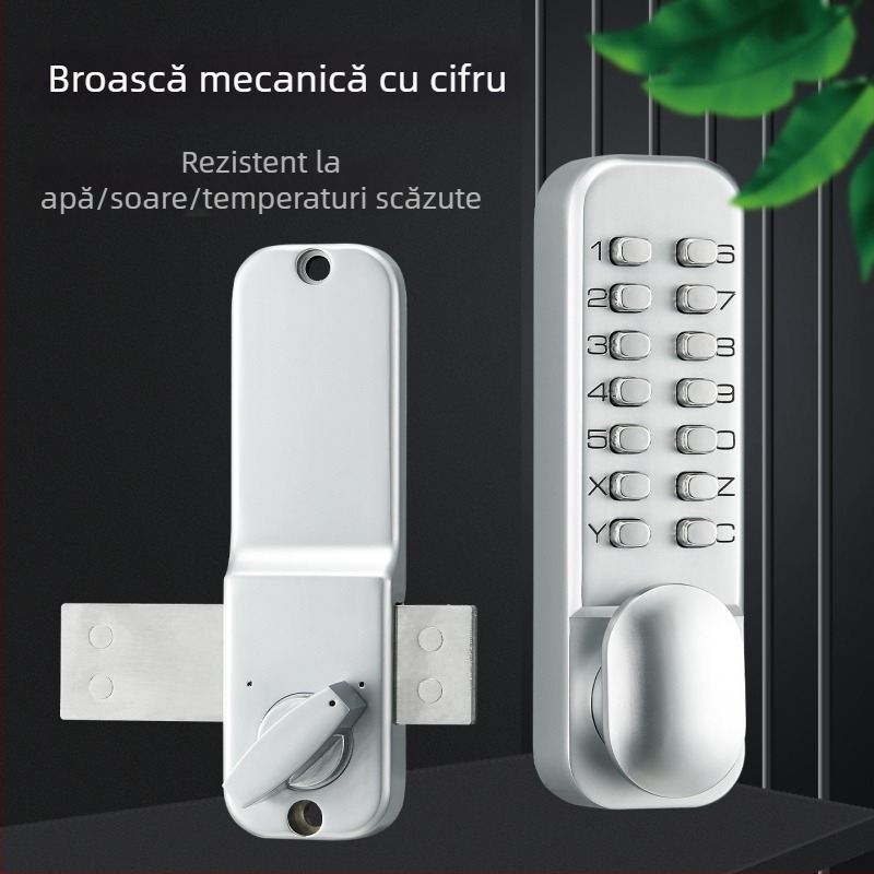Încuietoare mecanică cu parolă pentru poartă exterioară și gard de grădină, fără electricitate, poartă din fier impermeabil, ușă din lemn a vilei