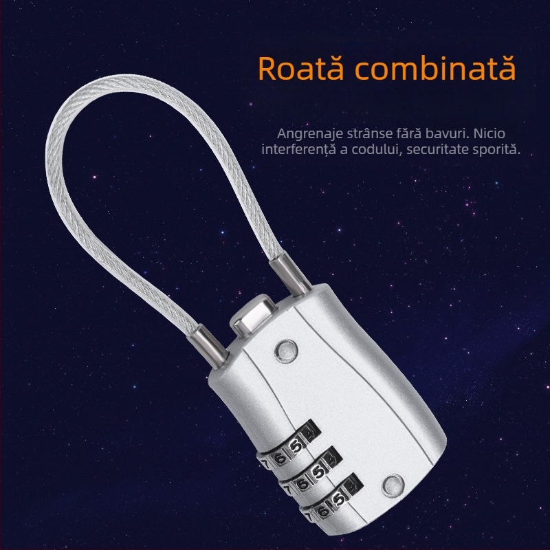 Lacăt cu cablu metalic și cod pentru exterior, lacăt mic pentru ușă, impermeabil și rezistent la ruginire, lacăt colorat compact pentru dulapuri de sală, cu prelungire