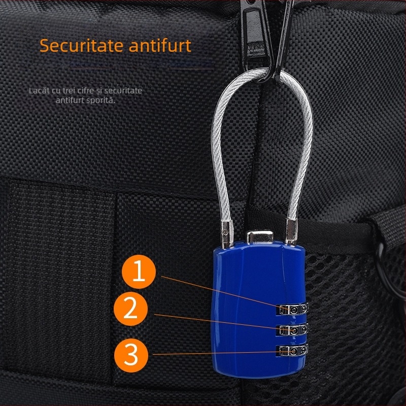 Lacăt cu cablu metalic și cod pentru exterior, lacăt mic pentru ușă, impermeabil și rezistent la ruginire, lacăt colorat compact pentru dulapuri de sală, cu prelungire
