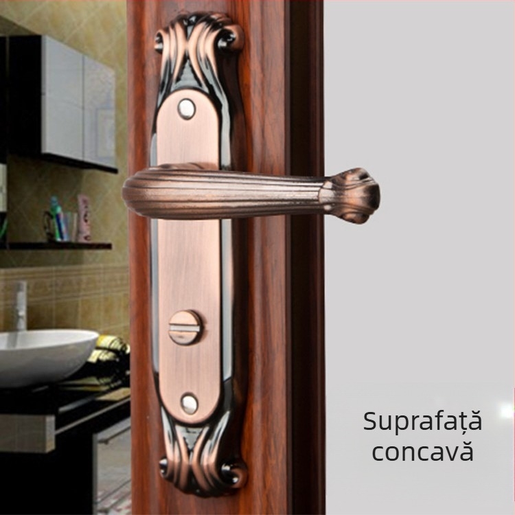 Încuietoare de ușă pentru toaletă, arc concav în formă de U, bronz roșu, stil european, mâner pentru baie