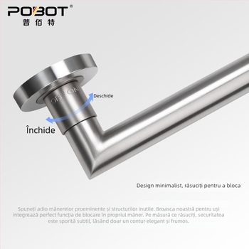 Încuietoare de ușă interioară din oțel inoxidabil, minimalistă, cu mâner, blocare magnetică silențioasă pentru dormitor