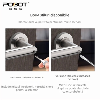 Încuietoare de ușă interioară din oțel inoxidabil, minimalistă, cu mâner, blocare magnetică silențioasă pentru dormitor