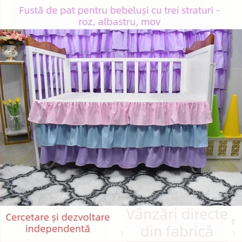 Fustă pentru pătuț roz, plisată, pentru pat 1,8 m