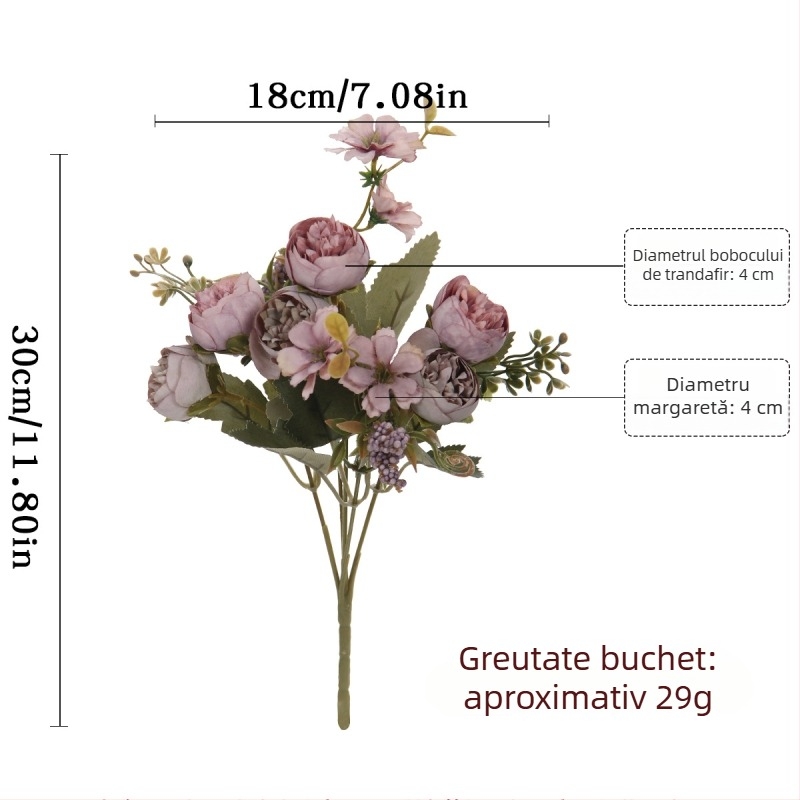 Buchet de trandafiri din mătase — flori artificiale pentru decorul livingului și aranjamente de nuntă