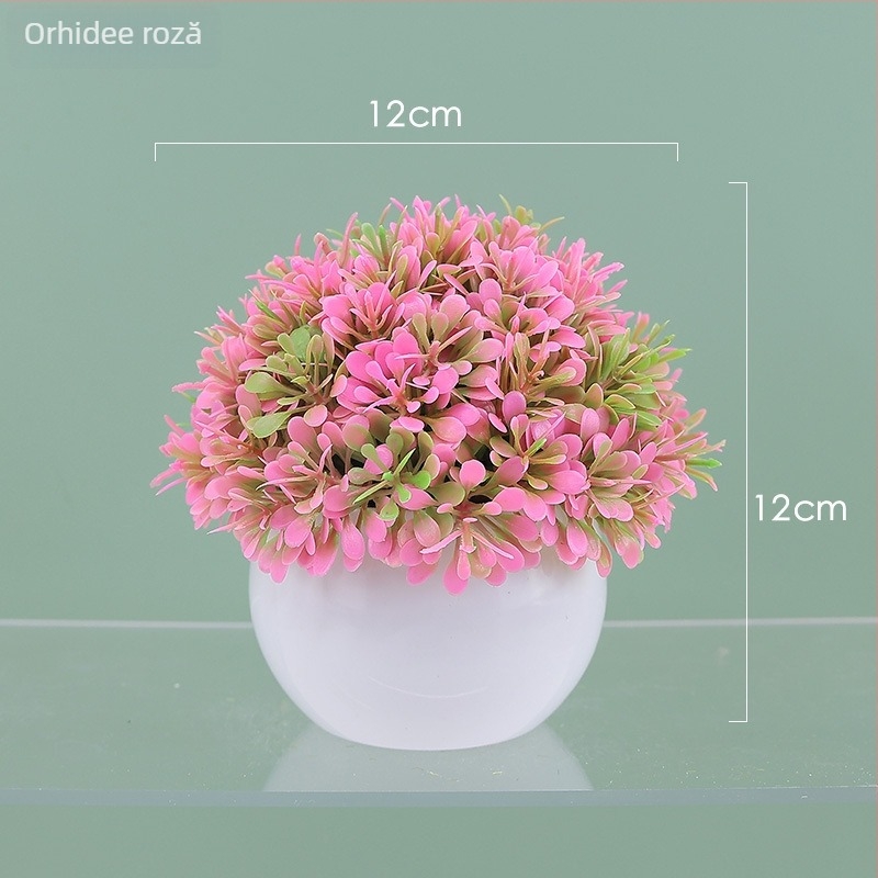 Set de plante artificiale pentru birou cu Hydrangea, decor bonsai sferic pentru interior