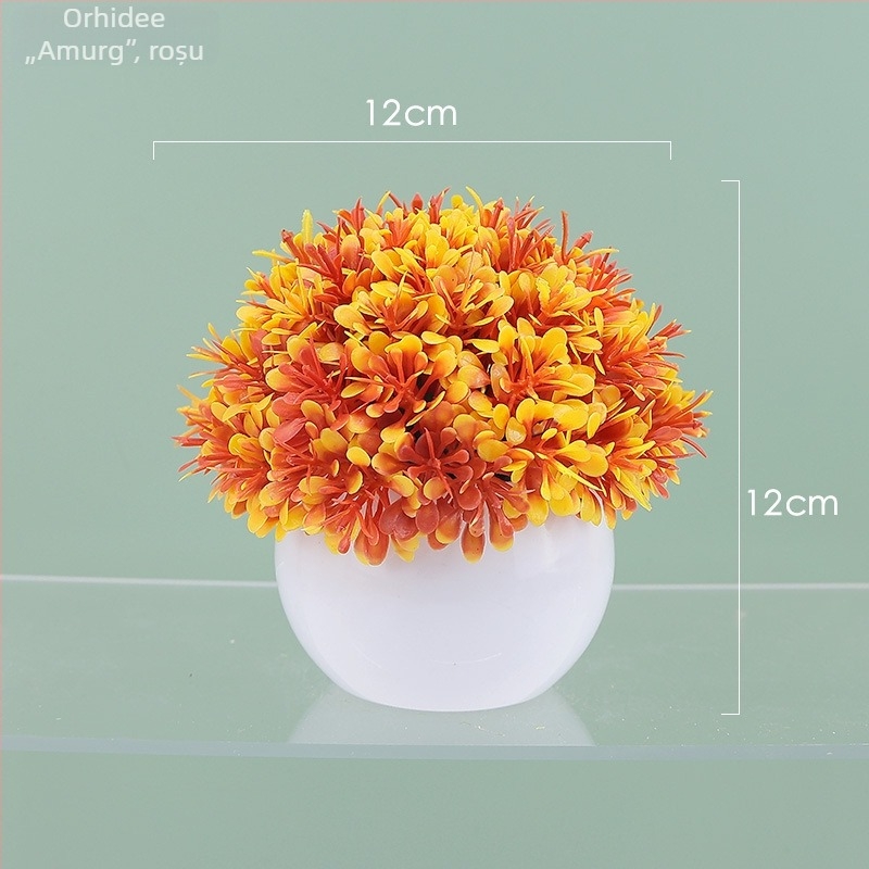 Set de plante artificiale pentru birou cu Hydrangea, decor bonsai sferic pentru interior
