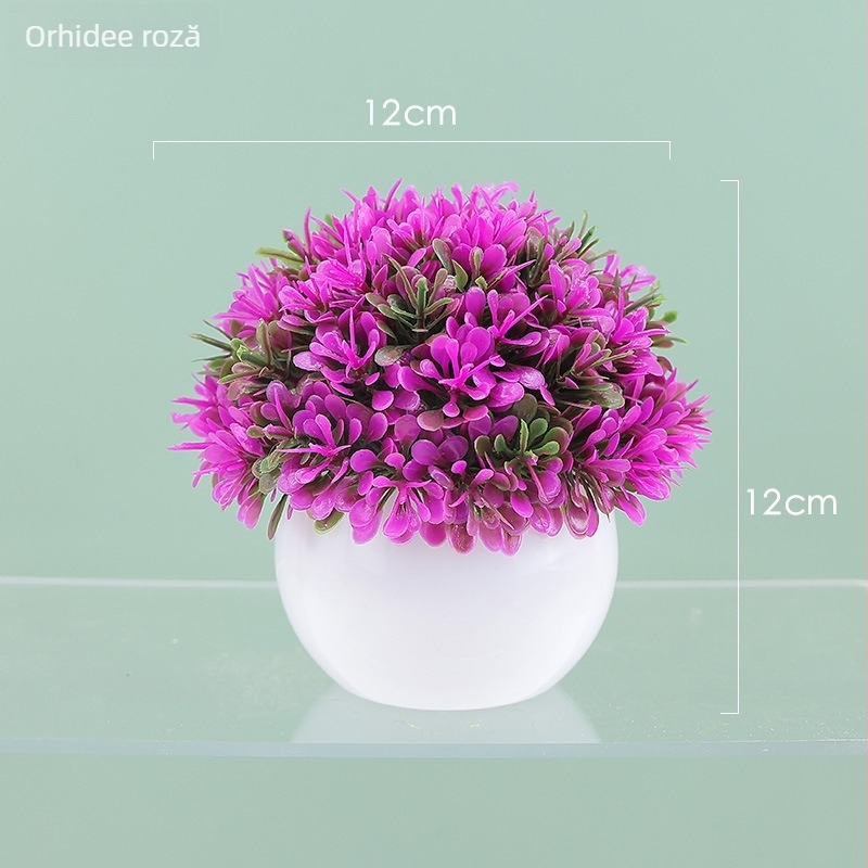 Set de plante artificiale pentru birou cu Hydrangea, decor bonsai sferic pentru interior