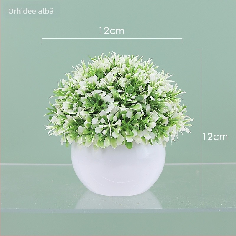 Set de plante artificiale pentru birou cu Hydrangea, decor bonsai sferic pentru interior