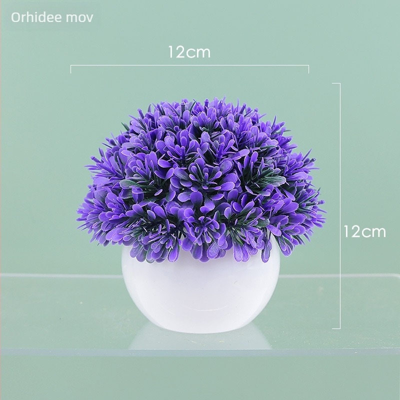 Set de plante artificiale pentru birou cu Hydrangea, decor bonsai sferic pentru interior