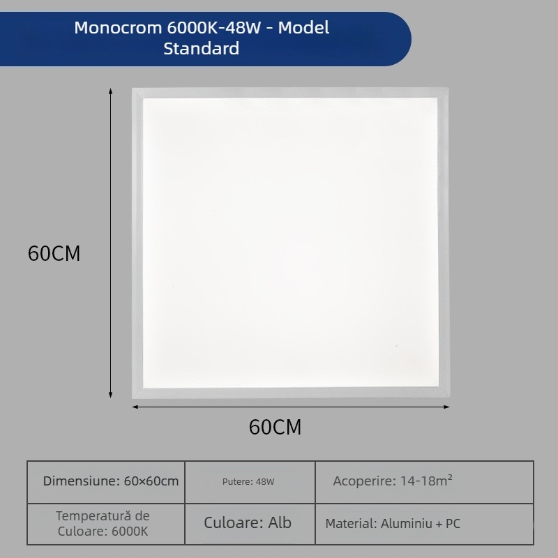 600x600 Panou LED plafon integrat, panou anti-glare 60x60, iluminare birou 5000K