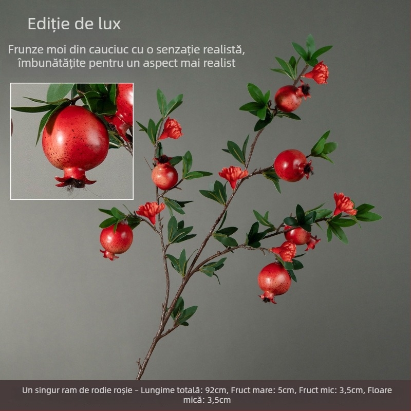 Ramură artificială de rodie pentru decor interior în stil chinezesc