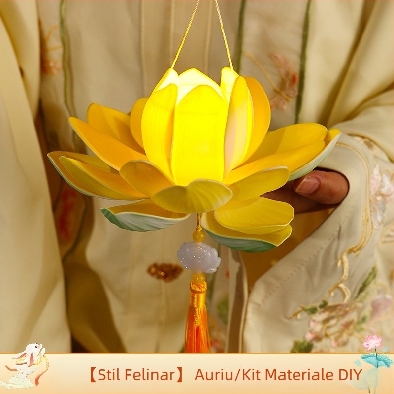 Kit DIY pentru felinar de lotus cu iepuraș — felinar de mână pentru copii, în stil antic