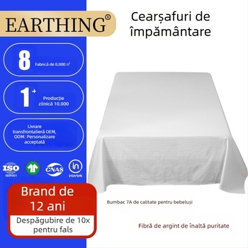 Cearșafuri Earthing din bumbac 100% cu fibre de argint, anti-statice, somn odihnitor, A-clasă pentru bebeluți