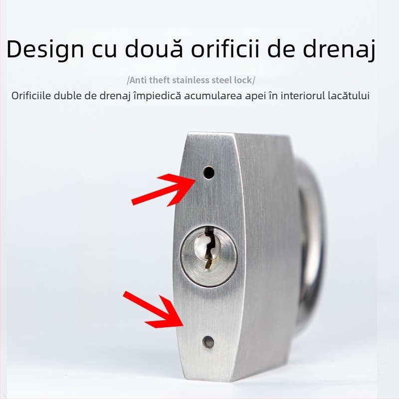 Lacăt din oțel inoxidabil 304, U-form pentru sertare, vehicule de livrare și porți ale depozitului – impermeabil, rezistent la rugină, antifurt